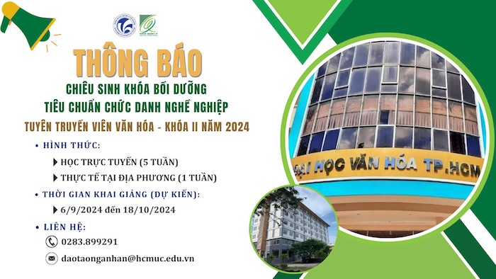 Chiêu sinh Khóa đào tạo nhóm chức danh nghề nghiệp 'Tuyên truyền viên văn hoá' - Khóa II năm 2024