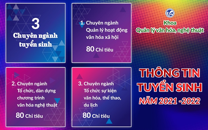 Tuyển sinh 2021-2022 Khoa quản lý văn hóa, nghệ thuật
