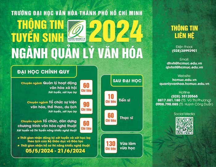 HOT - Thông tin Tuyển sinh Ngành Quản lý văn hoá năm 2024 với 210 chỉ tiêu
